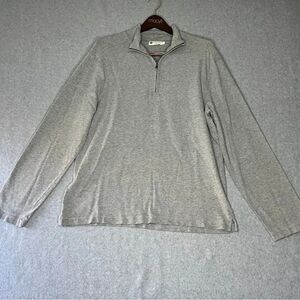 J Crew Men’s Pullover 1/4 Zip Sweatshirt Ultra Light Gray 100% Cotton size L